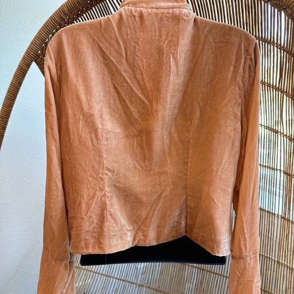 Velvet Button-Up Jacket in Rust peach color - Picture 3 of 7